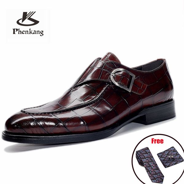 

men leather shoes business dress suit shoes men bullock genuine leather black slipon wedding mens phenkang 2020