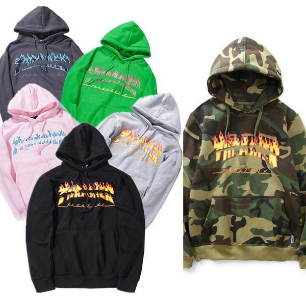 

19aw thrashers mens designer sweatshirt new boutique flame printing hoodies fashion leisure wild sell hoodie luxury sweater, Black