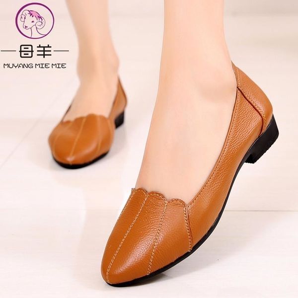 

muyang mie mie women shoes woman genuine leather flat shoes female casual work ballet flats women flats larger size ladies
