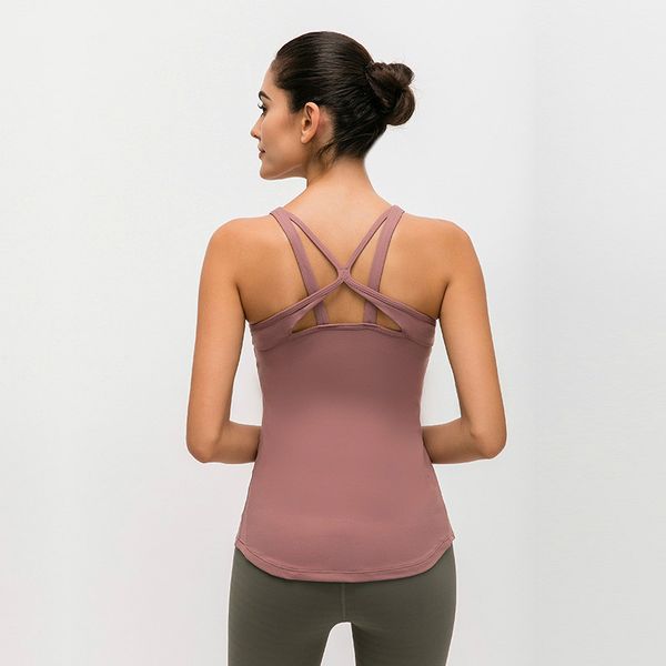 

twe cross straps gym yoga vest women breathable padded workout fitness tank nylon athletic sport sleeveless shirts 2020, White;red