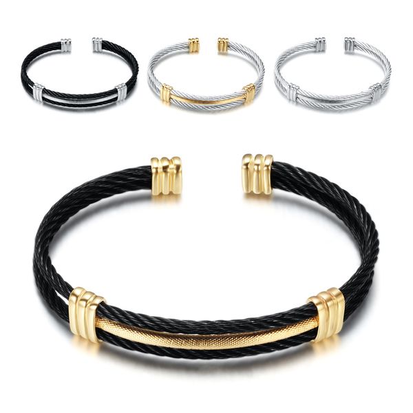 

2019 new fashion two colors braided charm love bracelet for women men party club luxury engagement stainless steel bracelet gift, Black