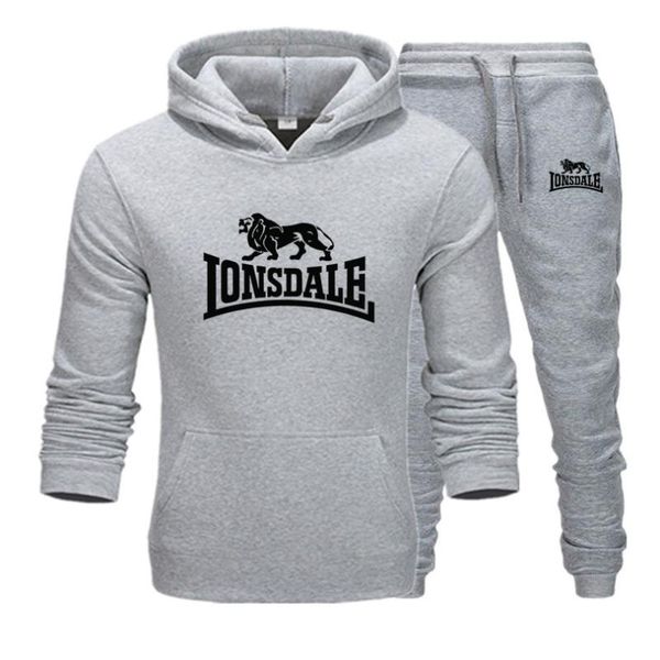 

new brand clothing men's pullovers sweater cotton men tracksuits hoodie two pieces + pants sports shirts fall winter track suit, Gray