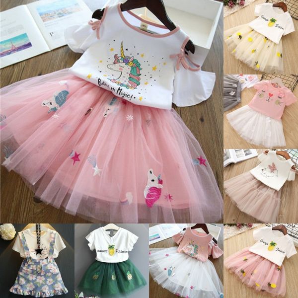 

girls clothing sets 2019 high-quality summer style kids clothing sets sleeveless white t-shirt+pink pants2pc children girls suit