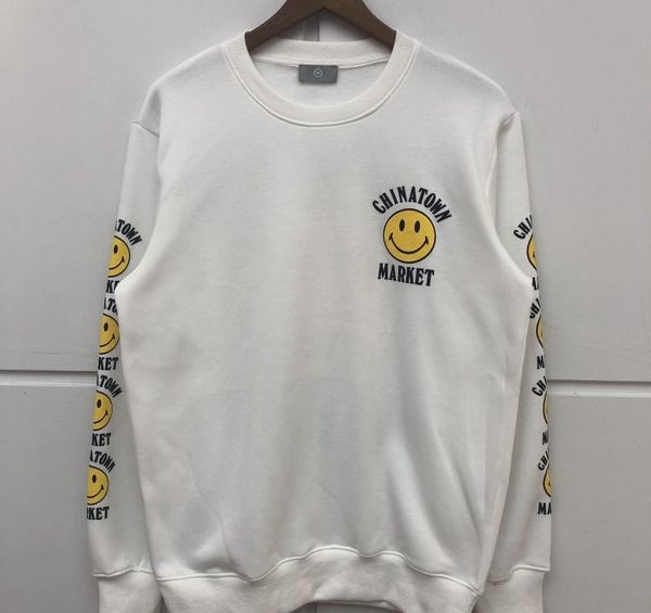 

town market smile face fashion brand kanye sweatshirts for men women pullover kanye smile sweatshirt xsq, Black