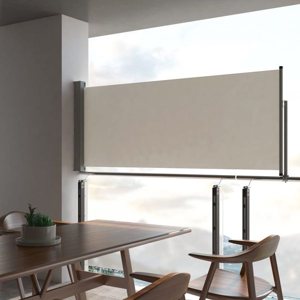

patio retractable side awning 100 x 300 cm cream garden sets