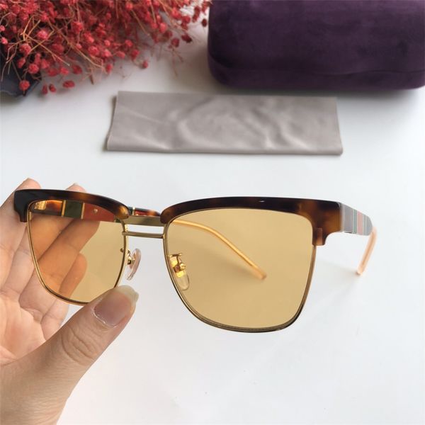 

luxury sunglasses for mens square sunglasses metal amber uv400 with case, box and cloth gg0603s, White;black