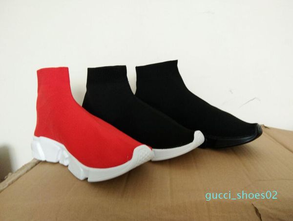 

унисекс повседневная обувь плоские мода носки красный серый тройной черный белый stretch mesh high top sneaker speed ​​trainer runner g2, Black