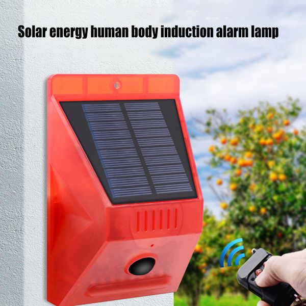

8 leds solar infrared motion sensor detector lamp waterproof remote control loud strobe alarm light for home yard outdoor
