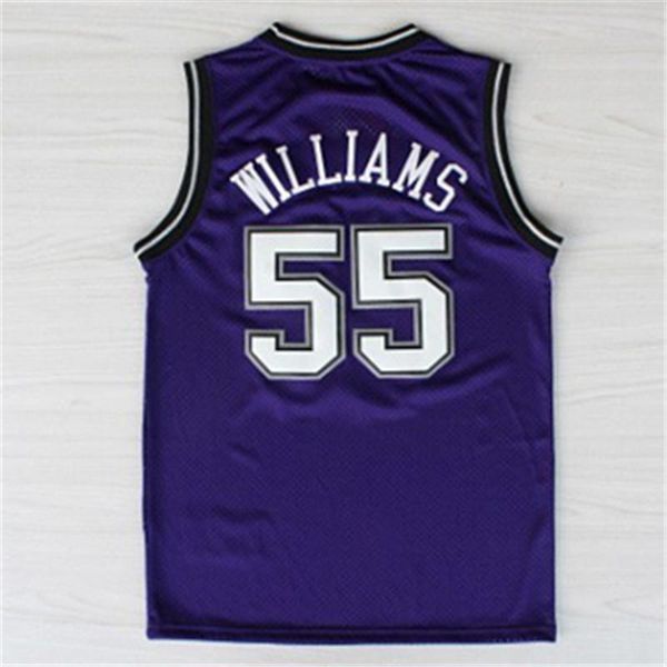 

# 55 williams jersey, фиолетовый черный белый ретро-баскетбольный трикотаж, шорты высшего качества, размер s - xxl, accept mix order ncaa co, Black;blue