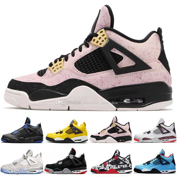 

in stock 2019 new bred 4 4s what the cactus jack laser wings mens basketball shoes denim blue eminem pale citron men sport designer sneakers, White;red