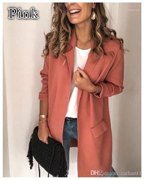 

ladies jackets solid color commuting long sleeved lapel neck casual womens outerwears cardigan womens jackets autumn new, Black;brown