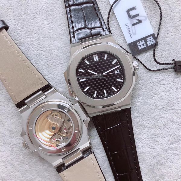 

u1 завод высококлассные спортивные мужские часы наутилус движение вырезанные прозрачная задняя крышка пояса мужские часы автоматические меха, Slivery;brown