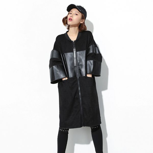 

high street три четверти корейской моды одежда ветровка плюс размер одежды женщина pu куртки 2020 осень новые поступления, Tan;black