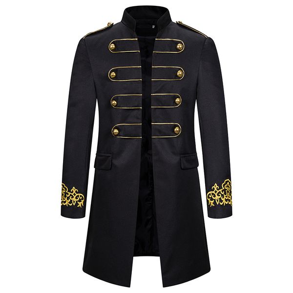 

men trench coat steampunk jacket medieval costume men long sleeve gothic jacket frock vintage stand collar men's coat clothes, Tan;black