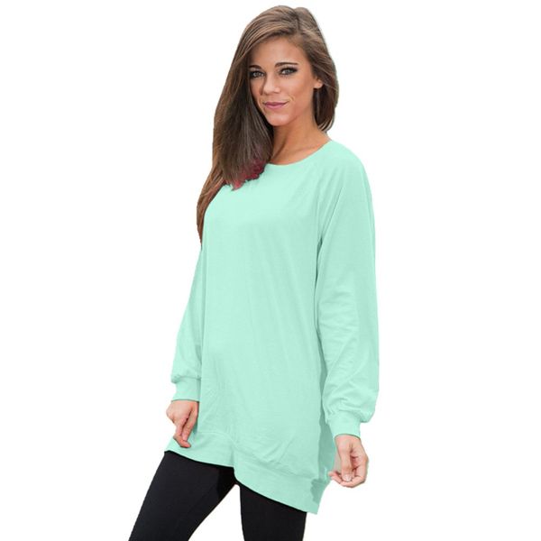 

feida 100% multi colors loose women long sleeve tunic ladies pullover shirt camiseta ing, White