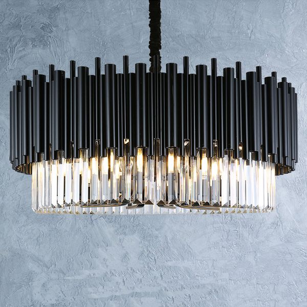 

новый дизайн современные хрустальные люстры светильники гостиная спальня винтажный подвесной светильник американский люкс черный хрустальные