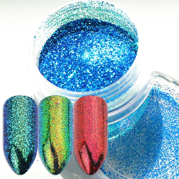 

1pcs shiny dipping powder nail pigment chameleon fine glitters dust sparkly flakes light change paillette decoration bebsf01-12, Silver;gold