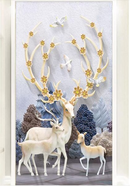 

wdbh 3d wallpaper custom p modern minimalist relief forest elk porch background room home decor 3d wall muals wallpaper for walls 3 d