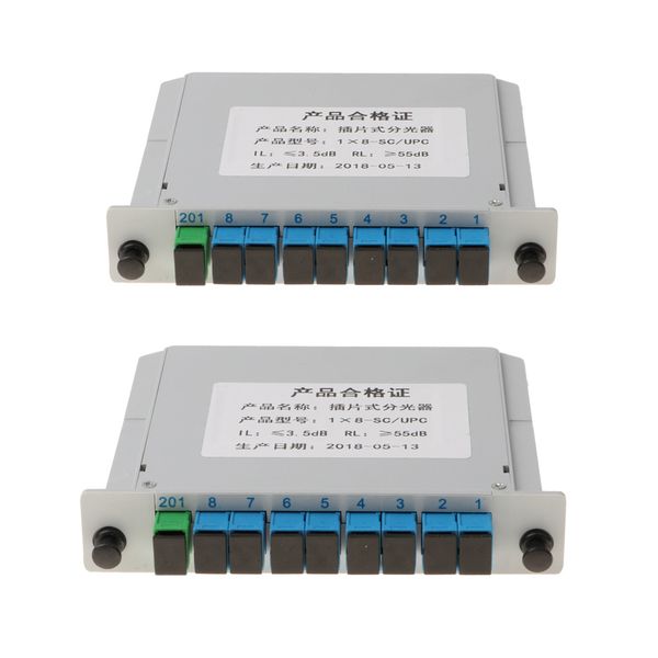

2pieces 1 to 8 plc fiber optical ftth splitter module sc/upc insert type