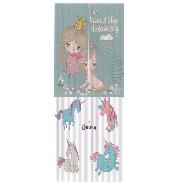 

2set 150x166cm 3d print thermal insulating blackout curtain drapes window treatment for living room -unicorn