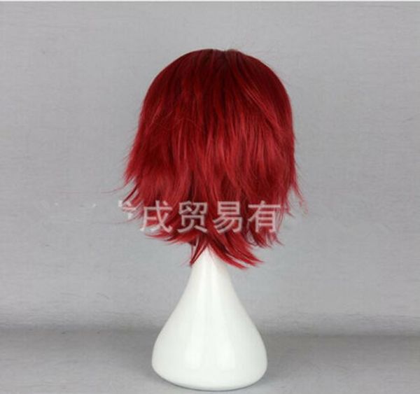Cuticle Detective Inaba Wine Red Short Wig Men Cosplay Stage Show Club Bar L39#