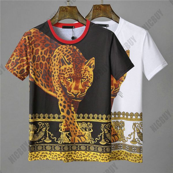 

designer mens brand t-shirts fashion summer flowers medusa leopard panther animal print casual baroque short sleeve t shirt tee tshirt, White;black
