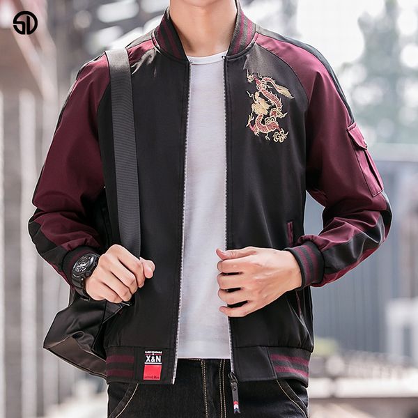 

embroidery jacket men 4xl 2018 new fashion brand autumn windbreakers jackets casual male coats veste homme jaquetas, Black;white