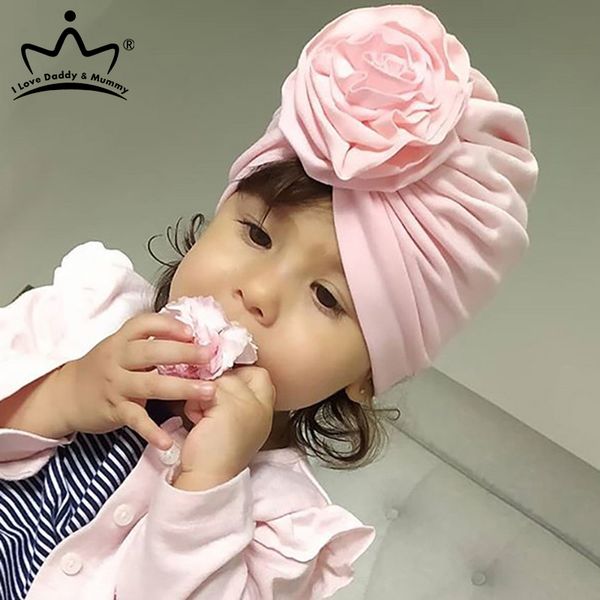 

big flowers baby hat elastic baby turban hats for girls soft cotton cap solid color infant beanie pgraphy props, Yellow