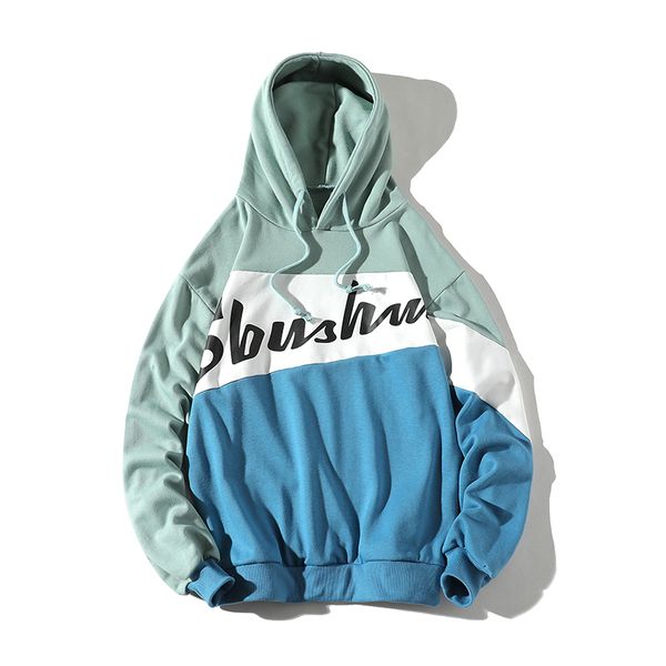 

hoodies men's fashion contrast letters print casual hooded sweatshirt men streetwear wild loose hip hop hoodie mens hoody s-4xl, Black