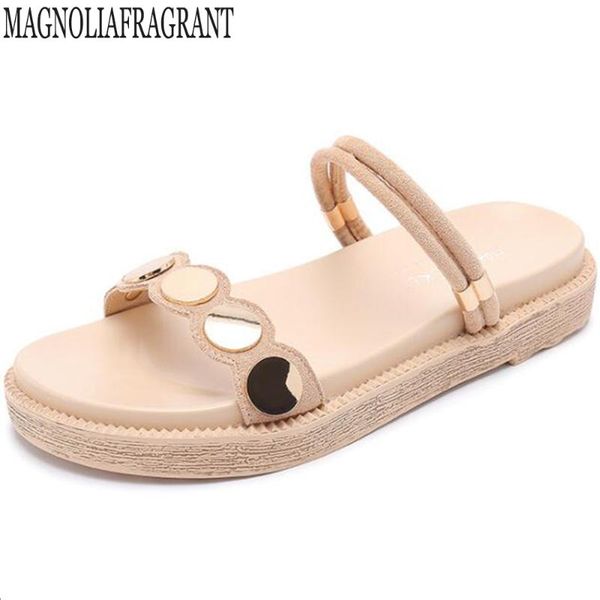 

summer new two wearing women sandals female fashion metal decoration girl slippers casual sandals women sandalias mujer hy249, Black