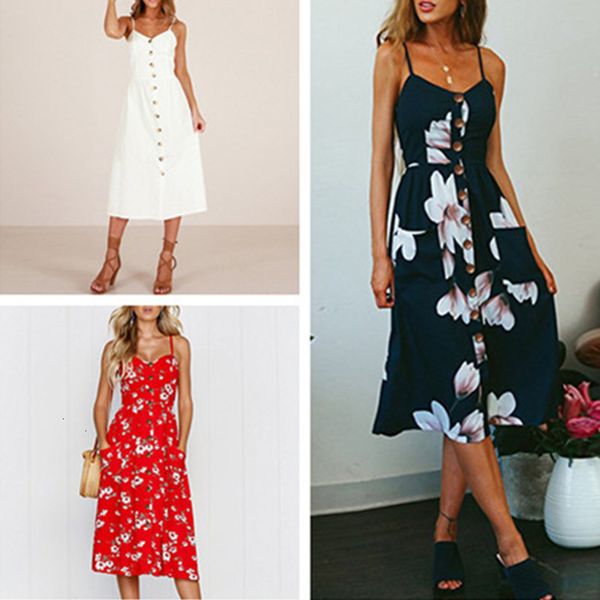 

bohemian floral tunic beach dresses sundress pocket backless print dress female 2019 summer vintage women red dress vestido, Black;gray