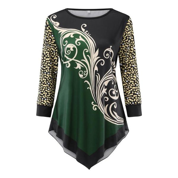

5xlwomen shirts round neck long sleeve women blouses print color block loose ladies lace chiffon blouse tunic shirt blusas, White