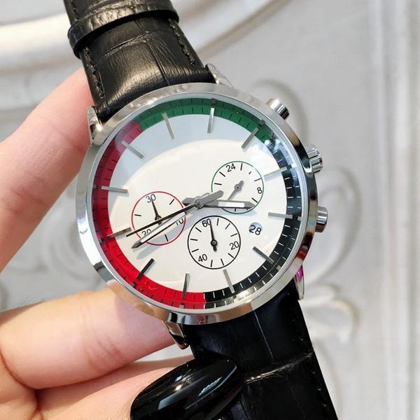 

2020 году все работы дополнительный циферблат мода мужчины военный кожа часы платье роскошные дизайн мужской наручные часы серебряный кварце, Slivery;brown