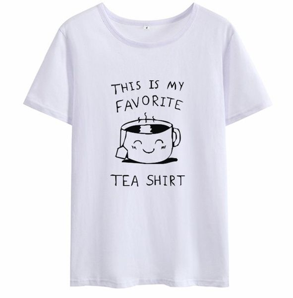 

women this is my favorite shirt letter casual floral tee short sleeve trendy ladies hipster cotton t-shirt, White