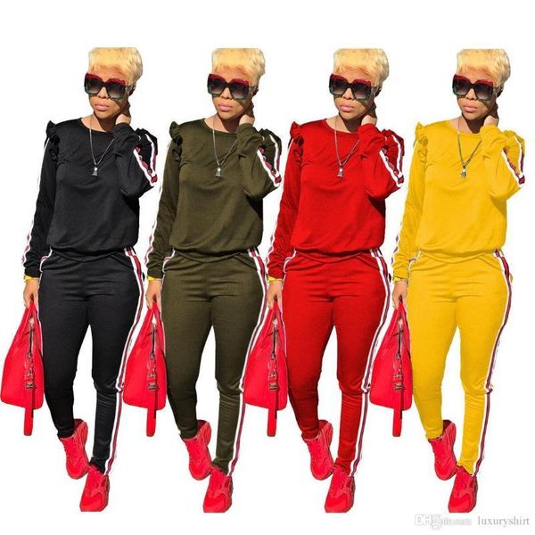 

костюмы 2шт брюки конфеты цвет одежды секты с длинным рукавом карандаш брюки мода одежда женщины мода рябить, White