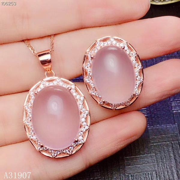 

kjjeaxcmy fine jewelry 925 sterling silver inlaid natural crystal hibiscus stone gemstone female pendant necklace ring rt, Black