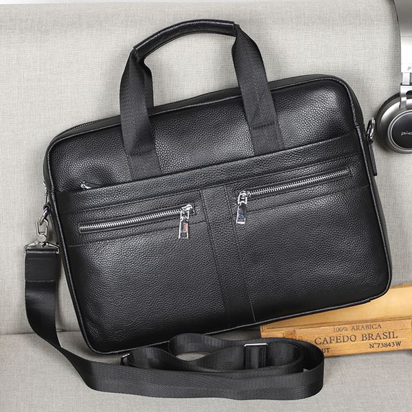 

man briefcases 100% genuine leather men bag handbag casual male lapbag shoulder crossbody bussiness briefcase leather