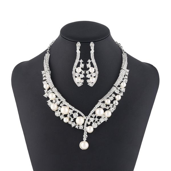 

wedding party one set jewelry sets beaded flower leaf headwear of bride crown diamond headwear for bride acting initiation graduation rs-253, Silver