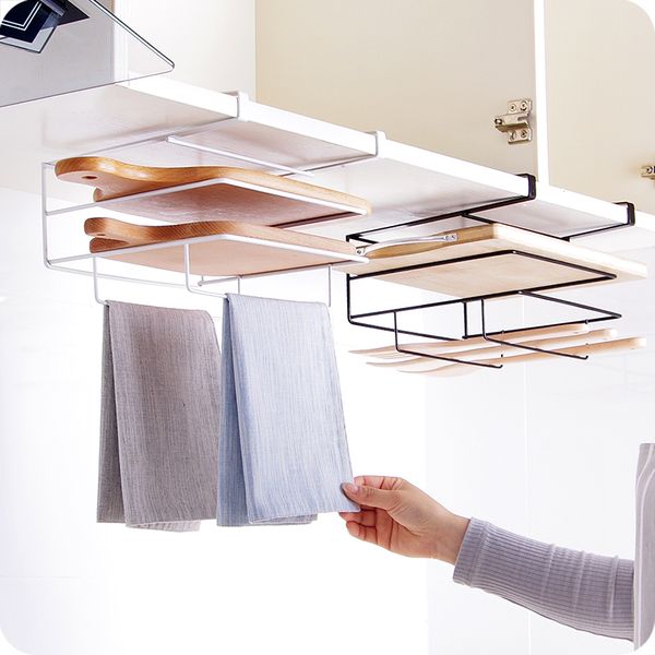 

multi-functional cabinet door towel rack cutting board holder towel storage hanging shelf kitchen organizer storage tool