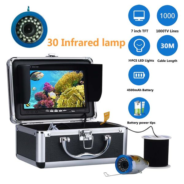 

maotewang 7" inch 1000tvl underwater fishing video camera kit 30 pcs led infrared lamp lights video fish finder