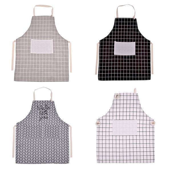 

4pcs modern cotton oil-proof kitchen apron waterproof work apron for women men geometric printed cooking work aprons