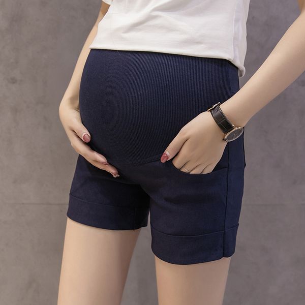 

breathable thin linen maternity shorts elastic waist belly short pants clothes for pregnant women summer casual pregnancy, White