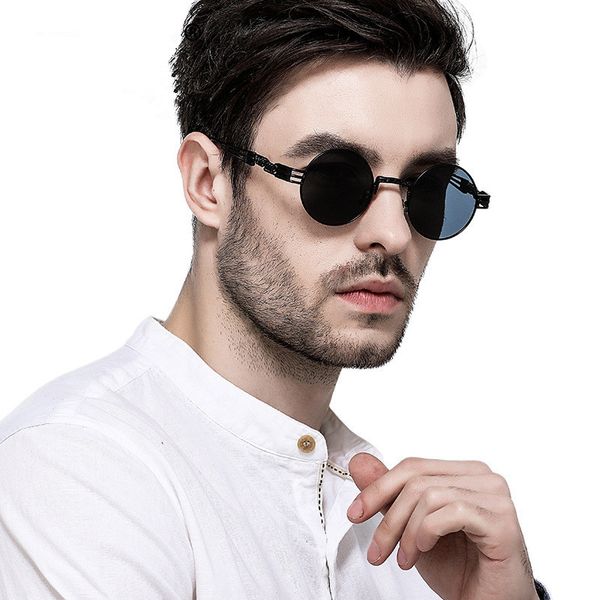 

retro gothic steampunk mirror sunglasses men gold and black sun glasses vintage round circle women uv gafas de sol, White;black