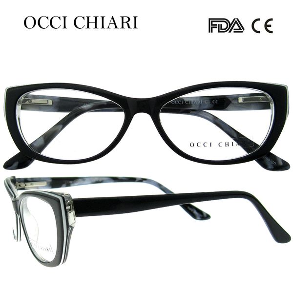 

occi chiari 2018 new fashion radiation protection acetate glasses optical frames eyewear eyeglasses women girls gifts w-carsi, Black