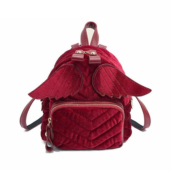 

designer-wings women backpack designers brand for teenage girl travel books rucksack vintage velvet corduroy girl school bag