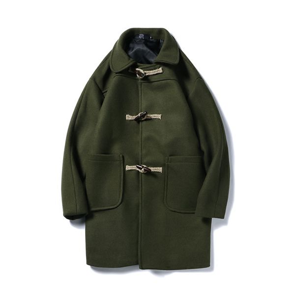 

2019 slim men overcoat collar black korean duffle man wool blend coat buttons mens long overcoats