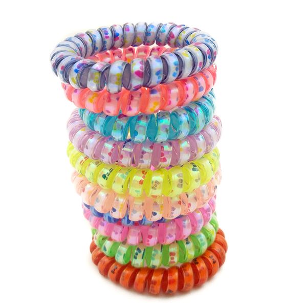 

много 100 шт. случайных цветов размер 5 см бантом ленты для волос эластичный лук печати телефон провода волосы пластиковые веревки аксессуар, Golden;silver