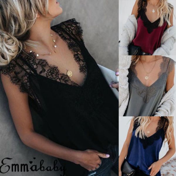 

tank sleeveless camis womens 2019 v neck tank cami lace casual plain summer lady camisole shirts, White
