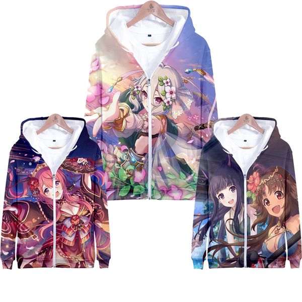 

новый аниме принцесса connect re: dive hoodie женщины мужчины девушки мальчики с капюшоном молния толстовка хип-хоп свободные толстовки повс, Black