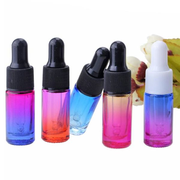 Flacone per pipetta campione di profumo con bottiglia di vetro colorato sfumato da 5 ml con tubi contagocce in vetro Fiala di olio essenziale F3218